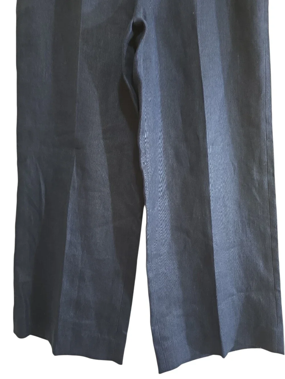 J. Crew Navy Linen Sailor Wide Leg Pants Cropped 6 Back Lace Detail Coastal Vaca